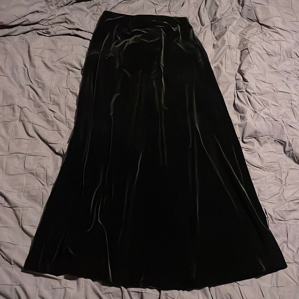 Alex Evenings Vintage Black Velvet Maxi Skirt